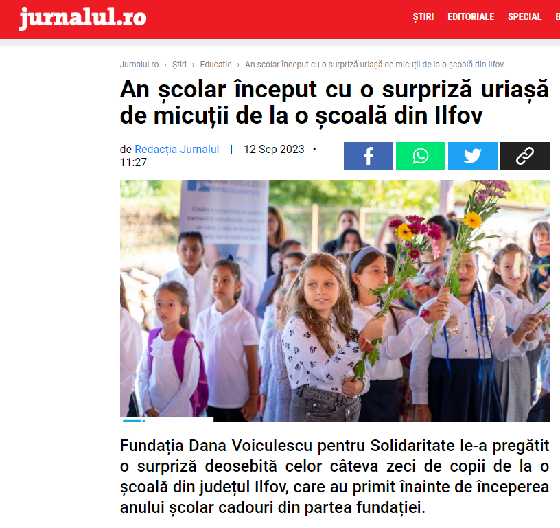 Programul „Adopta o scoala“ - ziarul JURNALUL.RO