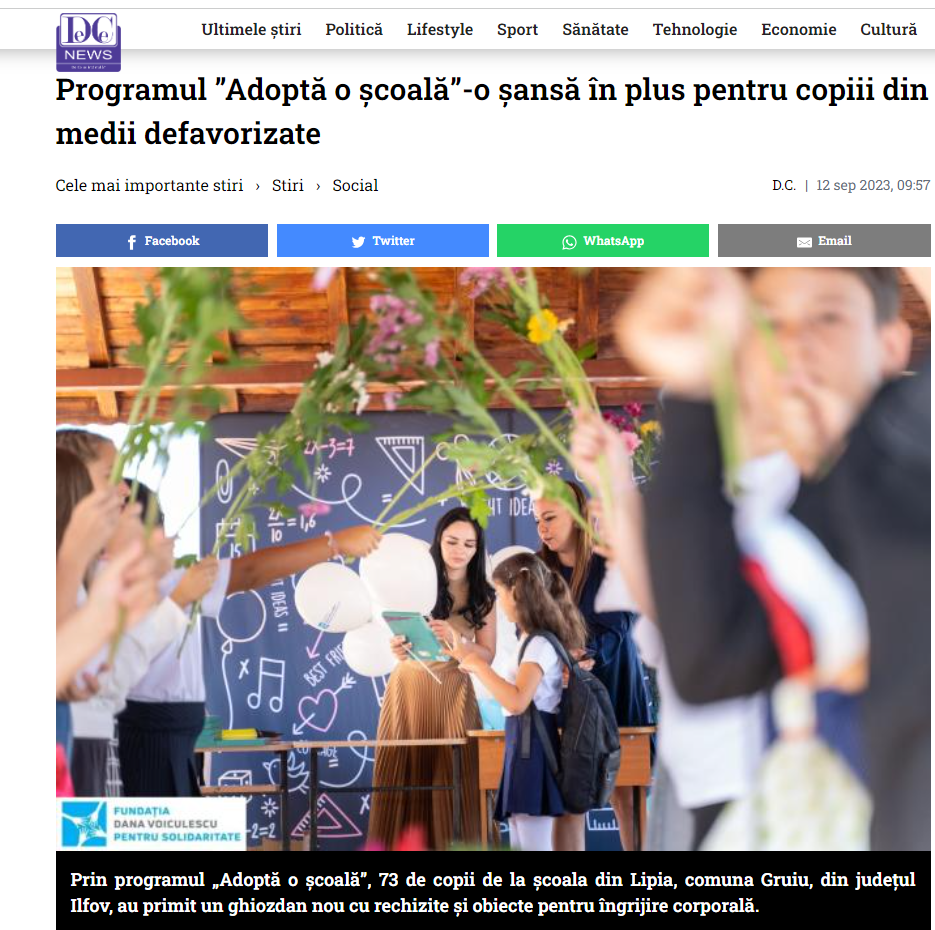 Programul „Adopta o scoala“ - DCNEWS